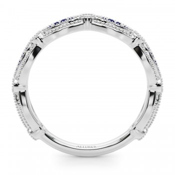 Antique Style & Blue Sapphire Wedding Band Ring in Palladium (0.20ct)
